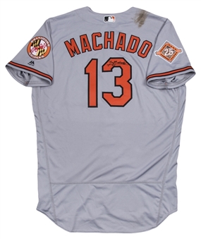 2017 Manny Machado Game Used & Signed Baltimore Orioles Road Jersey (MLB Authenticated & JSA)